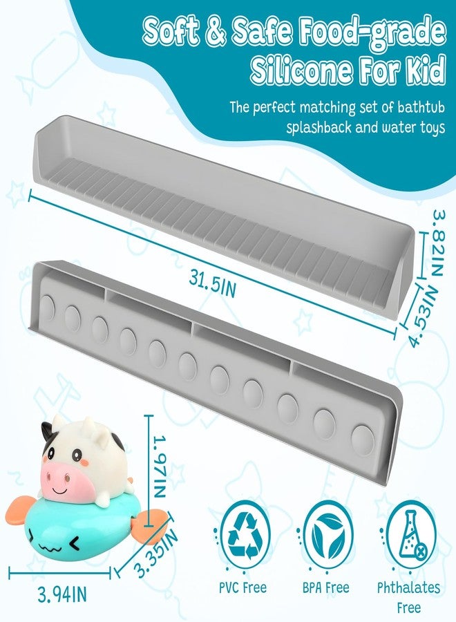 Taimimy Longer 2.6 Ft Bathtub Splash Guard for Tub, Silicone Water Splash Guard with Strong Suction Cups & Toy, Bath Toy Holder, No Mess Water Spill in Bathroom for Toddlers Kids Baby - Image 2